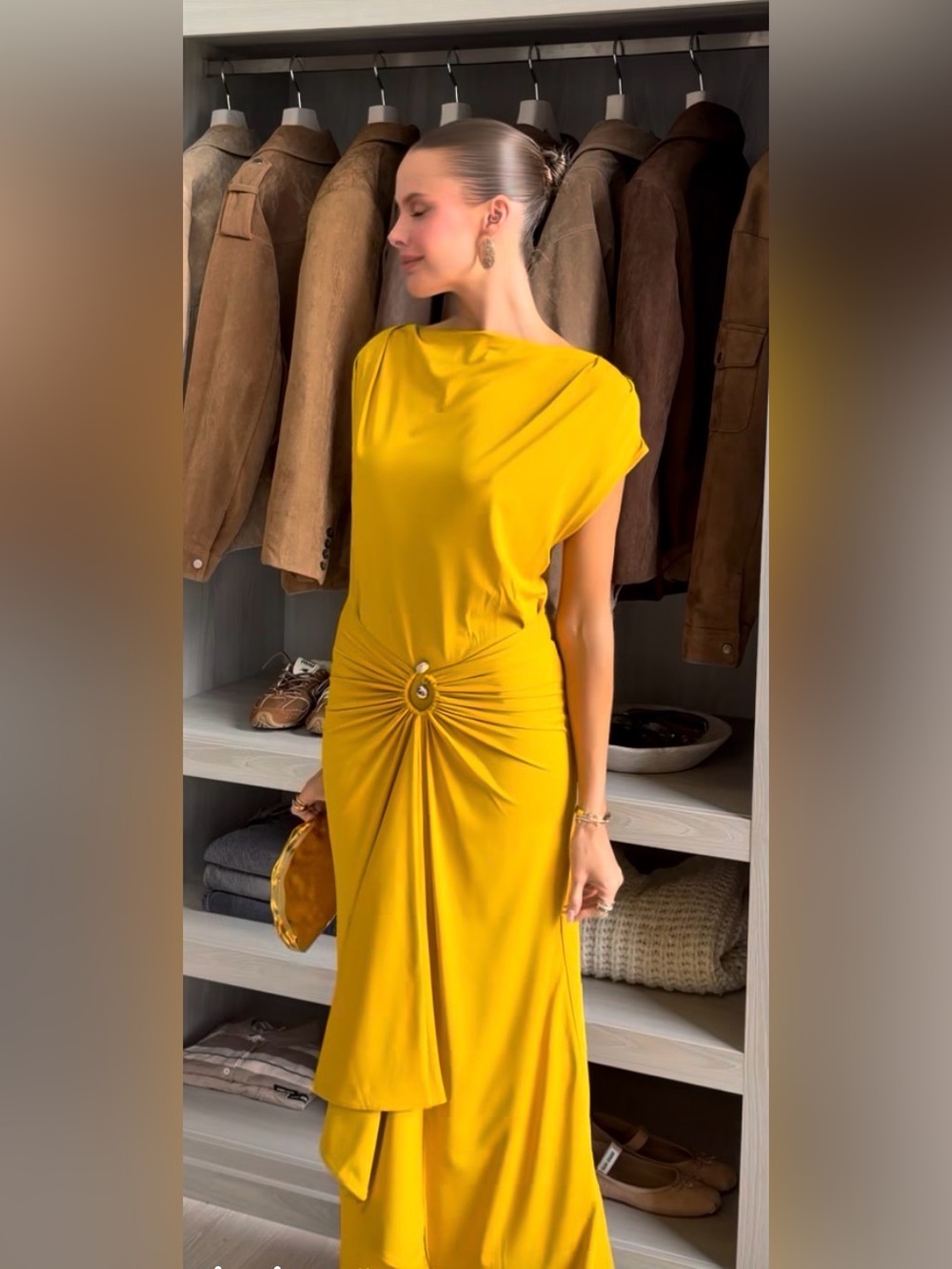 H&M DRAPED BOAT-NECK DRESS SIZE XS